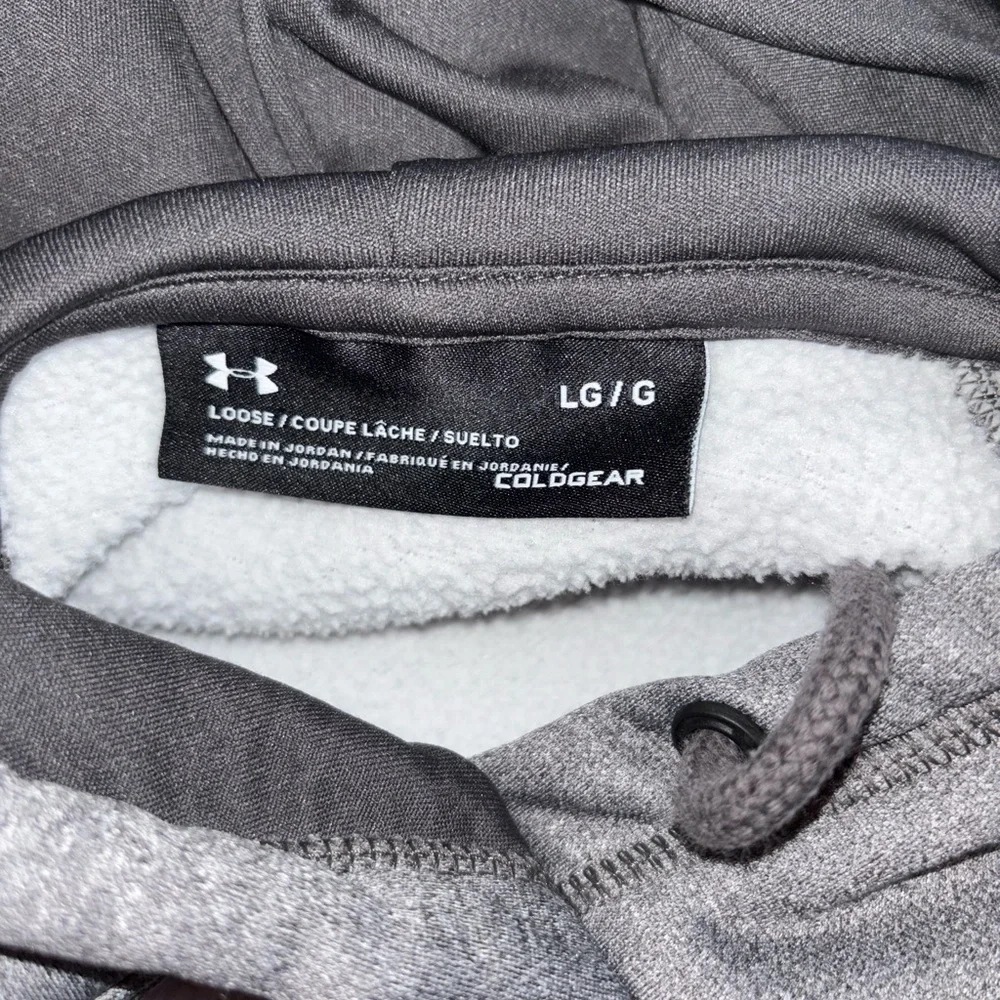 Under Armour ColdGear Hoodie Women’s Large Gray Performance Pullover Fleece Line - Picture 5 of 6